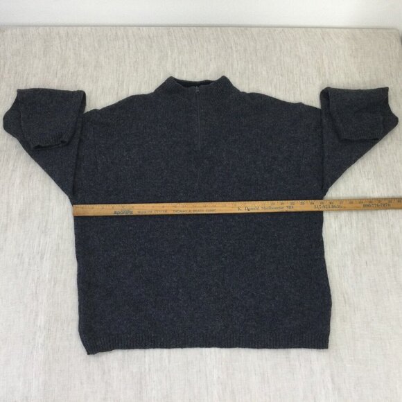 REI Sweater Mens XL Black 100% Virgin Wool Knit Long Sleeve Quarter Zip Pullover - Picture 8 of 11